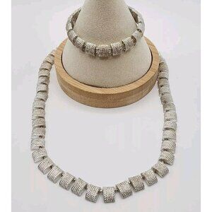 Vintage Napier Silver Tone Necklace & Bracelet Set